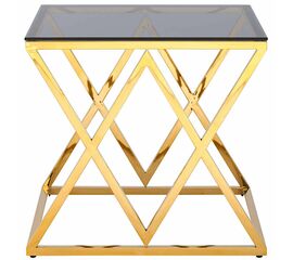 Столик журнальный LIVIA тонированное стекло 55*55*55, каркас золото | Интернет магазин мебели и декора LifeDekor