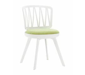 Стул пластиковый VIOLA белый с зеленой подушкой | Интернет магазин мебели и декора LifeDekor