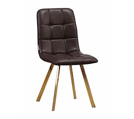 Стул LUCAS экокожа темно-коричневый, каркас квадрат золото | Интернет магазин мебели и декора LifeDekor