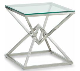 Столик журнальный SABINE прозрачное стекло 55*55*55, каркас серебро | Интернет магазин мебели и декора LifeDekor