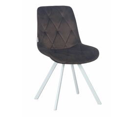 Стул GUSTAF 360 велюр шоколад, каркас белый | Интернет магазин мебели и декора LifeDekor