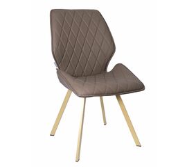 Стул OSTIN 360 экокожа темно-бежевый, каркас квадрат шампань | Интернет магазин мебели и декора LifeDekor