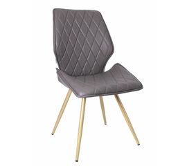 Стул OSTIN 360 экокожа серый, каркас круглый шампань | Интернет магазин мебели и декора LifeDekor