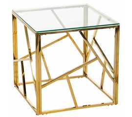 Столик журнальный ELSA прозрачное стекло 55*55*55, каркас золото | Интернет магазин мебели и декора LifeDekor