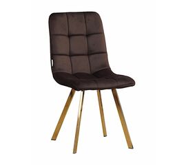 Стул LUCAS велюр шоколад, каркас квадрат золото | Интернет магазин мебели и декора LifeDekor