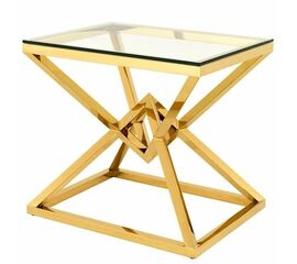 Столик журнальный SABINE прозрачное стекло 55*55*55, каркас золото | Интернет магазин мебели и декора LifeDekor
