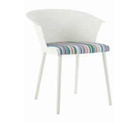 Стул пластиковый MALTA белый с подушкой цветные полосы | Интернет магазин мебели и декора LifeDekor