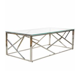Столик журнальный ELSA стекло 120*60*40, каркас хром | Интернет магазин мебели и декора LifeDekor