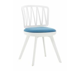 Стул пластиковый VIOLA белый с синей подушкой | Интернет магазин мебели и декора LifeDekor