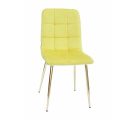 Стул LUCAS велюр желтый, каркас круглый золотой | Интернет магазин мебели и декора LifeDekor
