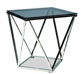 Столик журнальный CELESTE прозрачное стекло 50*50*55, каркас хром | Интернет магазин мебели и декора LifeDekor