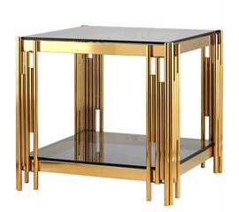 Столик журнальный CONTI тонированное стекло 55*55*55, каркас золото | Интернет магазин мебели и декора LifeDekor