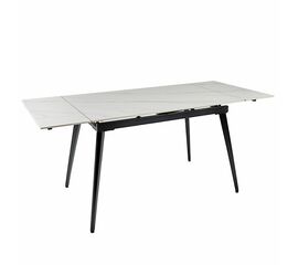 Стол керамический DENVER  WHITE MARBLE MATT 120, каркас черный | Интернет магазин мебели и декора LifeDekor