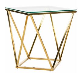 Столик журнальный CELESTE прозрачное стекло 50*50*55, каркас золото | Интернет магазин мебели и декора LifeDekor