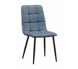 Стул LUCAS экокожа голубой, каркас круглый черный | Интернет магазин мебели и декора LifeDekor