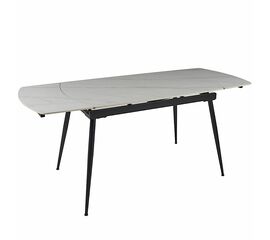 Стол керамический TEXAS  WHITE MARBLE MATT 120, каркас черный | Интернет магазин мебели и декора LifeDekor