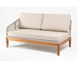 "Канны" правый модуль плетеный из роупа, основание дуб, роуп бежевый круглый, ткань бежевая 15052 | Интернет магазин мебели и декора LifeDekor