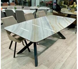 Стол DikLine KS220 керамика бежевый мрамор JA687 глянец Jasmin/опоры черные (2 уп.) | Интернет магазин мебели и декора LifeDekor