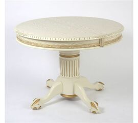 Стол обеденный круглый раздвижной Милорд-110 (ноги Азия/ слоновая кость 1013 + патина золото) | Интернет магазин мебели и декора LifeDekor