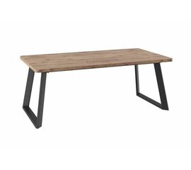 Cтол раздвижной со стеклом Loft Lux Radial-200 (Дуб велингтон/черный) 200(290)х105 | Интернет магазин мебели и декора LifeDekor