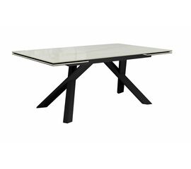 Стол DikLine DKX140 керамика глянец Ostra Bianco (мрамор глянец белый)/подстолье черное/опоры черные (2уп.) | Интернет магазин мебели и декора LifeDekor