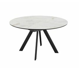 Стол DikLine SKC120 d1200 Керамика глянец Ostra Bianco (мрамор глянец белый)/подстолье черное/опоры черные | Интернет магазин мебели и декора LifeDekor