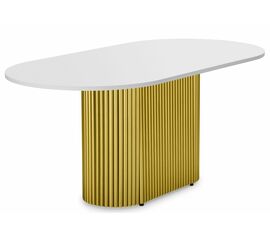 Стол деревянный Барон О 160 х 90 белая пленка шагрень / золотые ноги | Интернет магазин мебели и декора LifeDekor