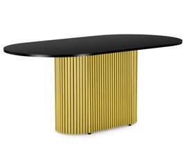 Стол деревянный Барон О 160 х 90 черная пленка шагрень / золотые ноги | Интернет магазин мебели и декора LifeDekor