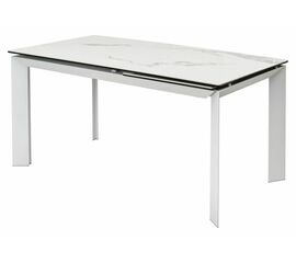 Стол CREMONA 140 HIGH GLOSS STATUARIO Белый мрамор глянцевый, керамика/ белый каркас М-City | Интернет магазин мебели и декора LifeDekor