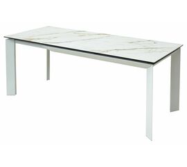 Стол CREMONA 180 KL-188 Контрастный мрамор матовый, итальянская керамика/ белый каркас М-City | Интернет магазин мебели и декора LifeDekor