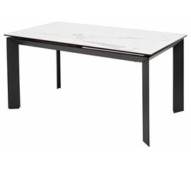 Стол CREMONA 140 MATTE STATUARIO Белый мрамор матовый, керамика/ черный каркас М-City | Интернет магазин мебели и декора LifeDekor