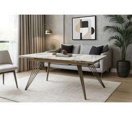 Стол ACERRA NEW 160 GRAND JADE SOLID CERAMIC/ каркас цвета шампань М-City | Интернет магазин мебели и декора LifeDekor