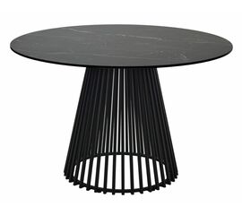 Стол TERNI 120 MATT BLACK MARBLE SINTERED STONE Черный мрамор матовый, керамика/Черный каркас М-City | Интернет магазин мебели и декора LifeDekor