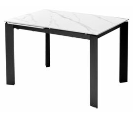 Стол CORNER 120 MATT WHITE MARBLE SINTERED STONE/ BLACK М-City | Интернет магазин мебели и декора LifeDekor