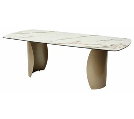 Стол BRONTE 220 KL-188 Контрастный мрамор матовый, итальянская керамика/ каркас цвета шампань М-City | Интернет магазин мебели и декора LifeDekor