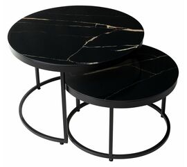 Журнальный стол Эрвин (комплект) Обсидиан, стекло/ черный каркас, M-city | Интернет магазин мебели и декора LifeDekor