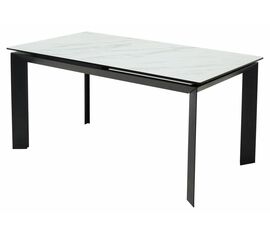 Стол CREMONA 180 KL-99 Белый мрамор матовый, итальянская керамика / черный каркас М-City | Интернет магазин мебели и декора LifeDekor