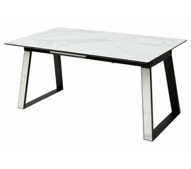 Стол Франк 160 БЕЛЫЙ МРАМОР, стекло / ЧЕРНЫЙ-БЕЛЫЙ МРАМОР, М-City | Интернет магазин мебели и декора LifeDekor