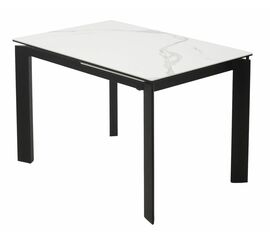 Стол CORNER 120 MATTE STATUARIO Белый мрамор матовый керамика, стекло/ черный каркас М-City | Интернет магазин мебели и декора LifeDekor