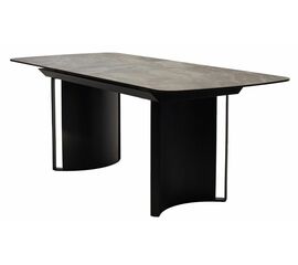 Стол RASMUS 160 KL-80 Серый мрамор, итальянская керамика / черный каркас М-City | Интернет магазин мебели и декора LifeDekor