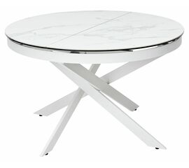 Стол TRENTO 120 HIGH GLOSS STATUARIO Белый мрамор глянцевый, керамика/ белый каркас М-City | Интернет магазин мебели и декора LifeDekor