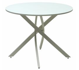 Стол ДАРИО D100 Белый, стекло/ Белый каркас М-City | Интернет магазин мебели и декора LifeDekor