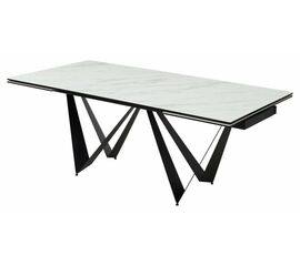 Стол RIETI 200 KL-99 Белый мрамор матовый, итальянская керамика / черный каркас М-City | Интернет магазин мебели и декора LifeDekor