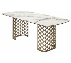 Стол CHIAVARI 220 KL-188 Контрастный мрамор матовый, итальянская керамика / Шампань М-City | Интернет магазин мебели и декора LifeDekor