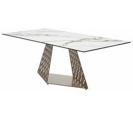 Стол ENNA 220 KL-188 Контрастный мрамор матовый, итальянская керамика/ каркас цвета шампань М-City | Интернет магазин мебели и декора LifeDekor