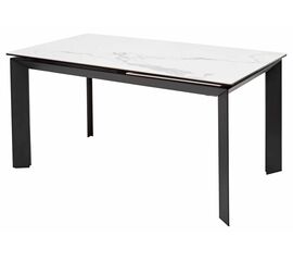 Стол CREMONA 140 HIGH GLOSS STATUARIO Белый мрамор глянцевый, керамика/ черный каркас М-City | Интернет магазин мебели и декора LifeDekor