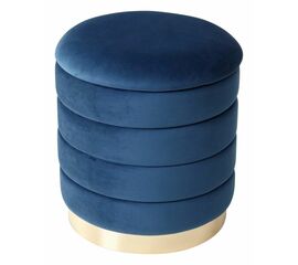 Пуф для гостиной ФРЕД синий #29, велюр / золотой каркас М-City | Интернет магазин мебели и декора LifeDekor