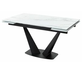 Стол Ниагара 140 БЕЛЫЙ МРАМОР, стекло / ЧЕРНЫЙ, М-City | Интернет магазин мебели и декора LifeDekor