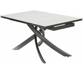 Стол ESTEBIO 160 KL-99 Белый мрамор матовый, итальянская керамика/ Серый металлик, ®DISAUR | Интернет магазин мебели и декора LifeDekor