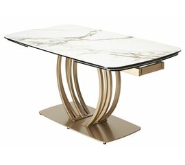 Стол MATERA 160 KL-188 Контрастный мрамор матовый, итальянская керамика/ каркас цвета шампань М-City | Интернет магазин мебели и декора LifeDekor